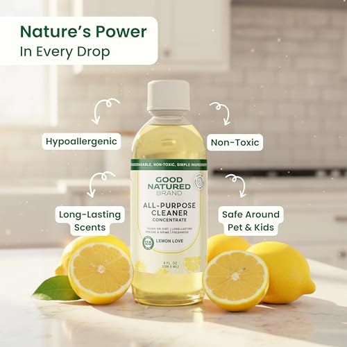 Good Natured Brand All-Purpose Cleaner Concentrate | 8oz makes 128oz | Lemon Essential Oil | 16X Concentrated Natural Multi-Surface Cleaner - size: 8 Fl Oz