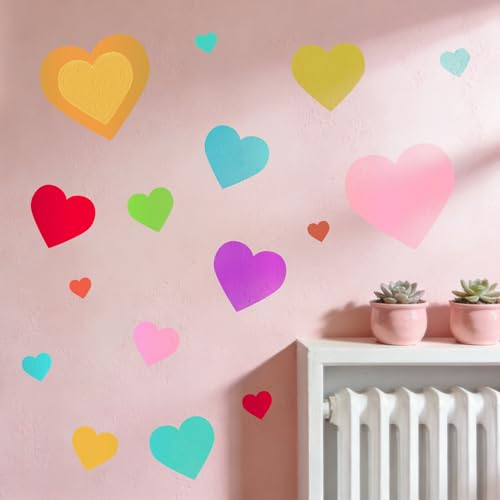 12 PCS Love Heart Stencils for Painting - Different Size Love red Heart Reusable Valentine's Painting Templates on Wood, Glass, Fabric, Window Door Decor DIY Decoration - style: 12 PCS Heart