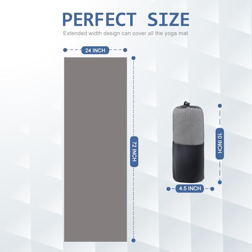 Eunzel 2 Pack Hot Yoga Towel, Non-Slip Yoga Mat Towel with Grip Dots Stickyfiber Sweat Absorbent Towel for Hot Yoga, Pilates and Workout 72" x 24", Grey - color: Grey