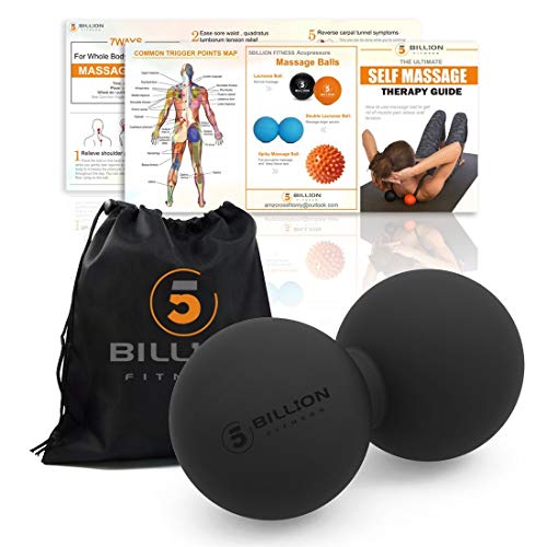 5BILLION Peanut Massage Ball - Double Lacrosse Massage Ball & Mobility Ball for Physical Therapy - Deep Tissue Massage Tool for Myofascial Release, Muscle Relaxer, Acupoint Massage (Black) - color: Black