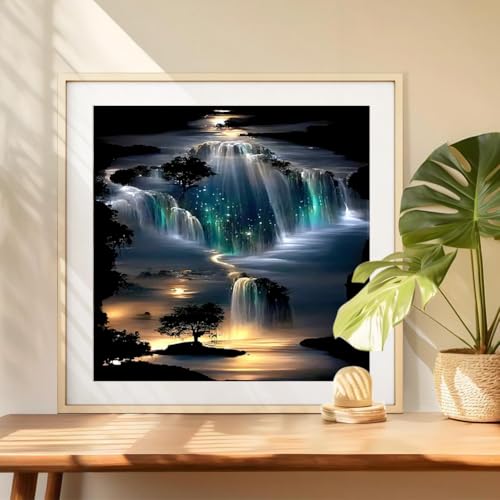 DIADAY 5D Diamond Painting Kits for Adults Waterfall Landscape, Diamond Art Kits for Adults, Full Drill Round Gem DIY Arts and Crafts Home Wall Decor Gift 12 x 12 Inches