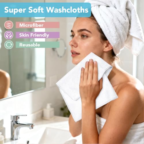 Orighty Wash Cloths, Face Towels 12x12 Inch 20 Pack - color: White