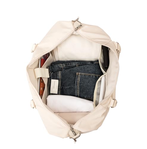 Kinmac Travel Duffel Bag, Overnight Weekender Sports Gym Carry-on Tote (Beige) - color: Beige