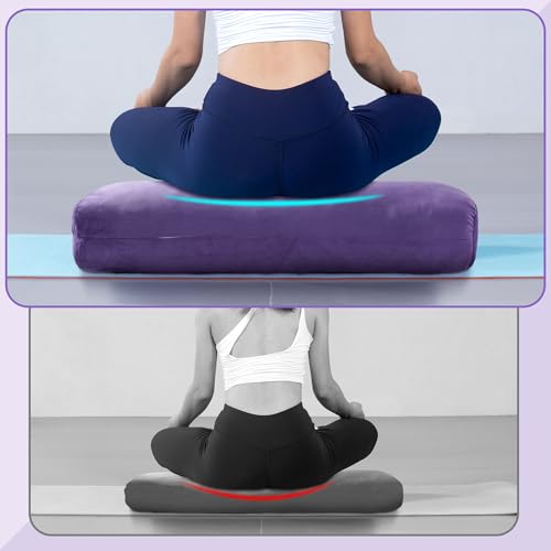 MABOZOO Yoga Bolster Pillow, Rectangular Bolster for Restorative Yoga & Meditation, Professional Meditation Cushion with Carry Handle, 27"X10"X6" - color: purple