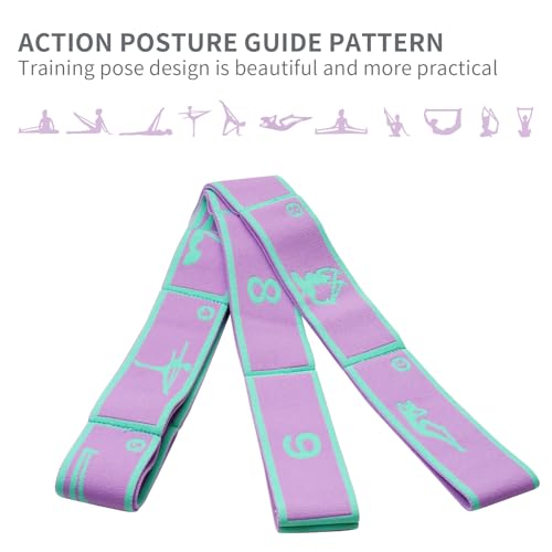 9 Loops Elastic Yoga Strap - Adjustable Stretching Band for Physical Therapy, Dance, Pilates & Gymnastics, Multi-Loop Exercise Band for Flexibility, Home Workout - color: Purple