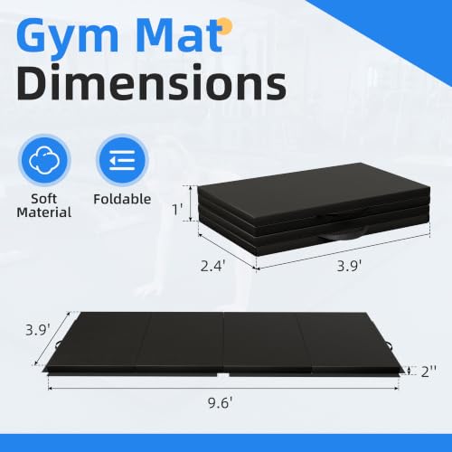 Polar Aurora 4'x10'x2 Thick Folding Gymnastics Exercise Mat Aerobics Stretching Yoga Mats - color: Black