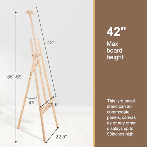 Falling in Art Adjustable Wooden Easel Stand for Painting&Display, Natural | Folding Art Easel for Display, Drawing, Wedding Sign and Poster, Suitable for Kids and Adults, Holds Up to 42" - style: Natural -1 Pack