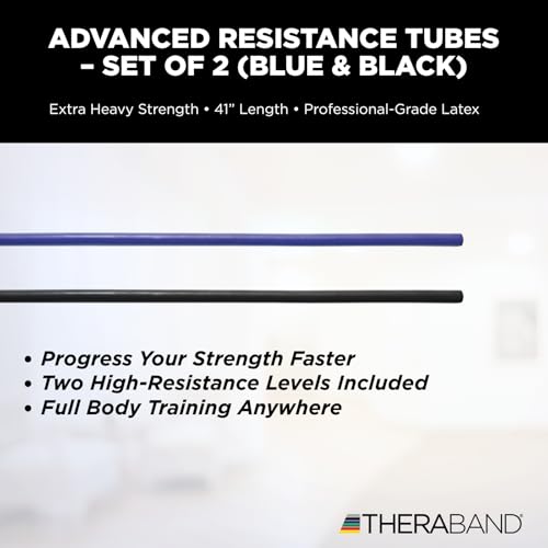 THERABAND Resistance Tubes, Band, Exercise, Set - color: Blue/Black - Advanced Set