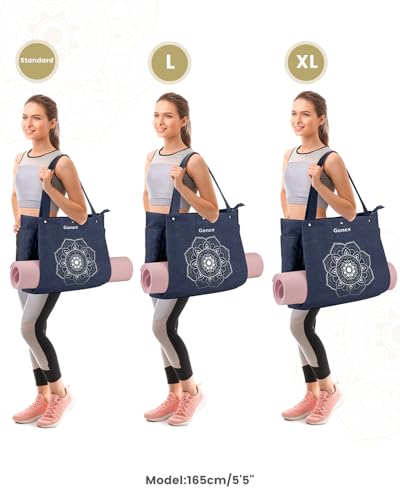 Gonex Yoga Mat Bag For Women Canvas Tote Pilates Gym Bag With Mat Carrier | Front-Opening Quick Access Mat Straps, Durable Cotton Canvas, Machine Washable, Bottle Holder Multi Pockets, Yoga Gym Travel - color: Blue, size: Classic (15.5×5.5×14.5inch)