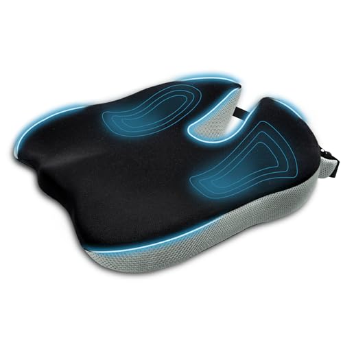 Seat Cushion for Office Chair, Wedge Car Seat Cushion, Memory Foam Truck Seat Cushion for Sciatica Tailbone Pain Relief, Long Driving, Coccyx