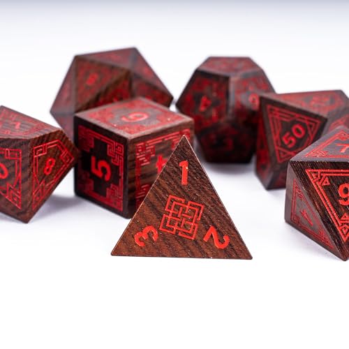 Wooden DND Dice Set Bubinga Wood Polyhedral Dice for Tabletop Games - color: Bubinga Wood-hx