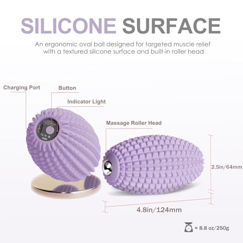 Vibrating Massage Ball with Rolling Head for Plantar Fasciitis - color: Purple