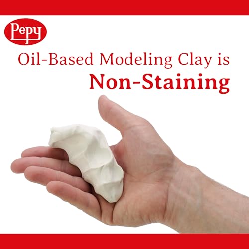 Pepy Reusable and Non-Drying Oil-Based Plasticine Modeling Clay, White, 6 Pounds, Sulfur-Free & Non-Toxic, Great for Kids, Beginners, and Artists, Perfect for Arts and Crafts Projects
