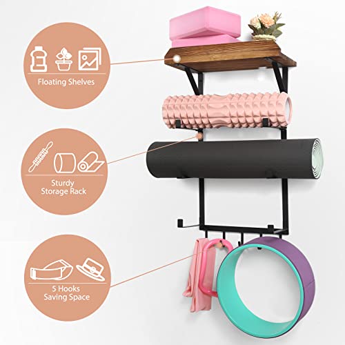 Yoga Mat Holder Wall Mount, Yoga Mat Rack Home Gym Accessories - color: Carbonized Black