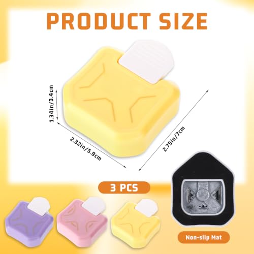 3 Pcs Corner Rounder Punch 3 in 1 Paper Corner Cutter Three Way Corners Cutter (Rounder+Beauty Shape+Chamfer Edges) for Cardstock Envelope Laminate DIY Card Making Paper Crafts Scrapbook Supplies - color: Yellow
