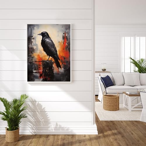 Rekxtmo Crow Diamond Art Kits for Adults, 5D Animals Diamond Painting Kits | Dimond Art Paintings Kit, Diamond Dot, Gem Painting Kit, Crafts for Adults, Crystal Art, Home Wall Decor Gifts (12x16inch) - color: QY038