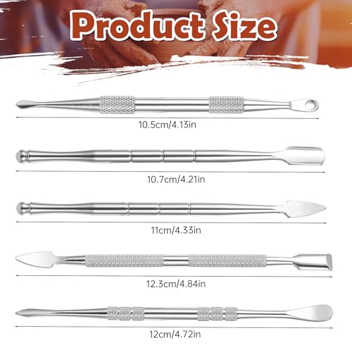 Piriuuo Wax Carving Tools Set, Stainless Steel Clay Sculpting Tools Double-Ended Pottery Carving Tools Wax Modeling Tools Dental Carvers Tools Wax Accessories Modeling Sculpting and Shaping(5 Style) - size: 5 Style