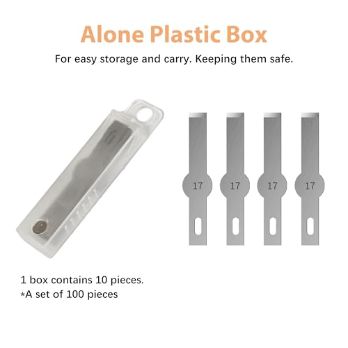 Headley Tools #17 Hobby Knife Blades(Pack of 100),Art Blades Cutting Tool with Storage Case for Craft, Hobby, Scrapbooking, Stencil - size: #17-100pcs
