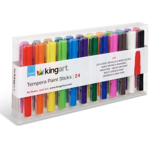 KingArt Studio Tempera Paint Sticks, Set of 24, Unique Colors 24 Piece