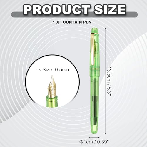 PATIKIL Fountain Pen Medium Nib, Fountain Pen Barrel Handcrafted Pen for Professional Office Journaling Gifts, Transparent Green - color: Transparent Green