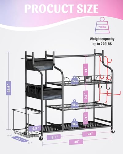 Mythinglogic Home Gym Storage Rack with Wheels for Dumbbells and Yoga Mats - color: Black