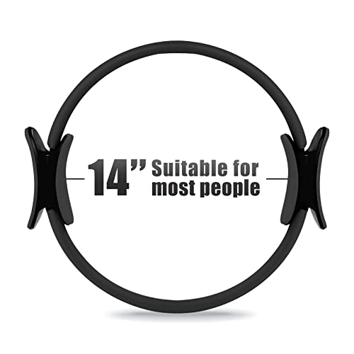 RitFit Pilates Ring 14 Inch Magic Fitness Circle for Inner Thigh Toning | Bonus Workout Guide & Storage Bag Included, Lightweight & Portable, Pilates Yoga Full Body Toning - style: Black