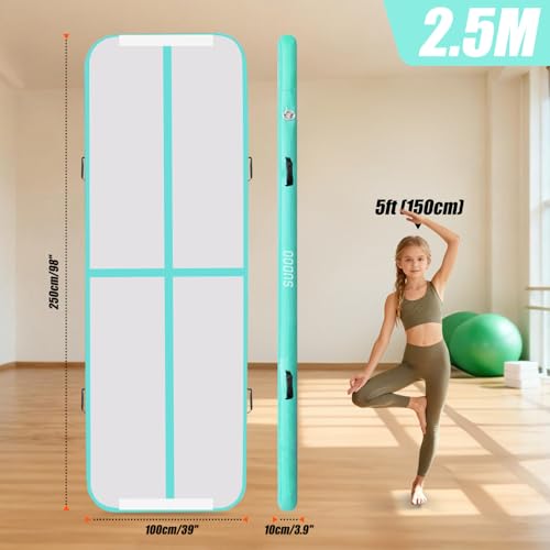 SUDOO Gymnastics Air Mat 10ft/13ft/16ft Inflatable Air Tumble Track Mat 4" Thick Tumbling Mat With Pump or No Pump for Training Tumble Yoga Cheerleading Parkour Beach Water Activities Home Use - color: Pink-No Pump, size: 6.5ft*3.3ft*4in (2*1*0.1m)
