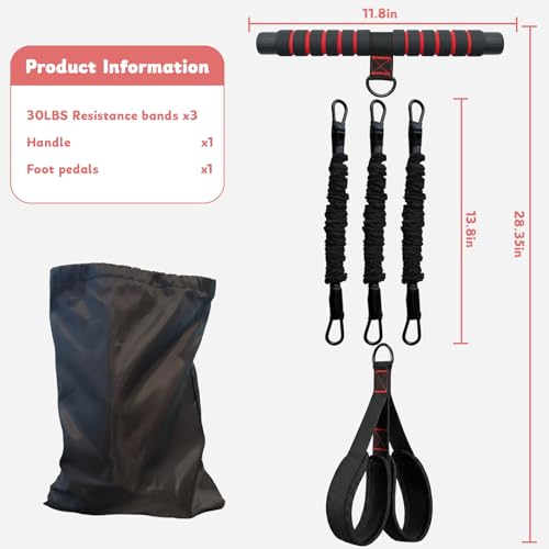 Pedal Resistance Band with Handle, Upgrade Thickened Steel Pipe, Full Body Workout,for Postpartum Use, Posture Improvement,Pilates, Portable for Home Travel Training