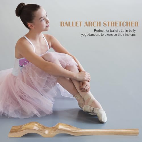 Silipull Ballet Foot Stretcher Set Dance Stretching Equipment Pine Dance Feet Arch Enhancer with Elastic Stretch Band 2 Pads Leg Strap Carry Bag for Dancers Gymnastics Yoga Flexibility Workout - color: Wood