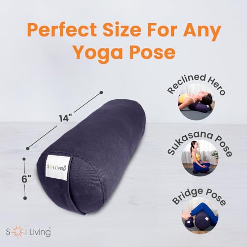 Pranayama Yoga Bolster Meditation Pillow - color: Navy Blue, size: Cylindrical 14" x 6"