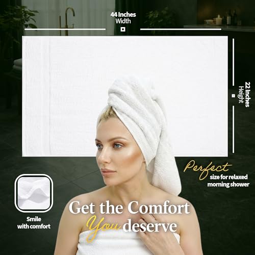 Pearl Linens 12 Pack 22x44 Economy Cotton Hotel Quality White Bath Towels Quick-Dry, Lightweight, Soft & Absorbent Bathroom Towels for Spa, Gym, Hotel & Shower Bulk White Towel Set - color: White, size: Bath Towel-Large-PK12