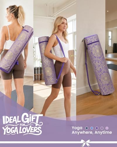 Gonex Yoga Mat Bag, Full-Zip Mat Carrier | 600D Oxford Fabric, Wet Pocket, Front Zip Pocket, Adjustable Strap, Fits Mats up to 26" - color: Royal Purple