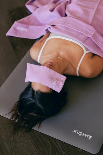 Wellrox Weighted Eye Pillow - Flaxseeds & Lavender Eye Pillow Weighted for Restorative Yoga, Meditation & Stress Relief (Lavender, Scented) - color: Lavender