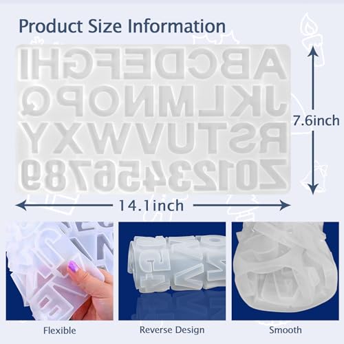 IGaiety Resin Kit for Beginners with Backward Alphabet Mold | 206 Pcs Epoxy Kit with Lette Mold, Crystal Clear, Odorless Resin,Glossy, Bubble-Free, for Custom Jewelry, Arts & Crafts - size: Alphabet 200ml