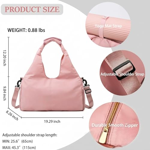 Yoga Mat Bag, Sport yoga Gym Bag for women, Lightweight yoga mat bag carrier with Yoga Strap, Carryall Yoga Tote Bag - color: PINK Updated Version