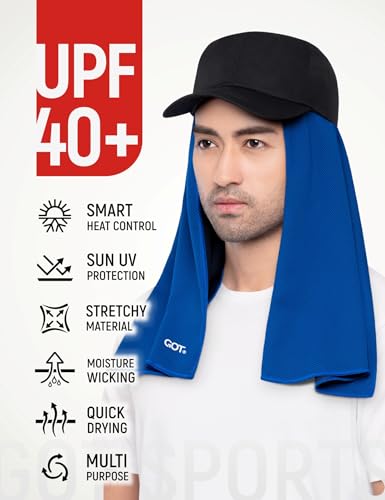 Instant Cooling Towel Neck & Face - Sweat Rag Neck Wraps Gym Workout | 40x12 Inch, Evaporative Cooling, Wet Wring Snap Activation, Lightweight, UPF 40+, Outdoor Adventures - color: Deep Blue, size: Single Pack