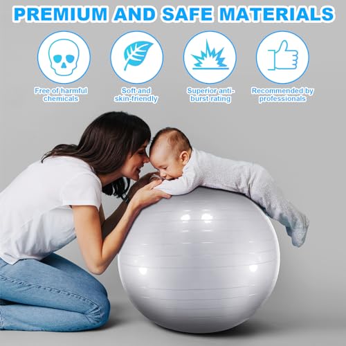 Jexine 6 Pcs Yoga Ball Exercise Ball - color: Gray, size: 25.59 Inch