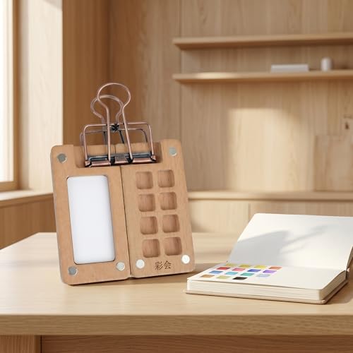 Mini Wooden Watercolor Paint Set–Portable Painting Kit with 12 Colors,Pocket Watercolor Set with Brushes,Sketchbook,Cup,Wristband,Clip,Storage Bag,Mini Watercolor Travel Set for Artists & Beginners