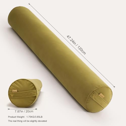 Body Pillow for Adults,Long Round Pillow,Big Cylindrical Pillow,Large Full Bolster Pillows for Side Sleepers (Golden Yellow, 47.24"*7.87") - color: Golden Yellow, size: 47.24"*7.87"