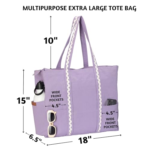 Folkulture Beach Tote Bags For Women, Beach Must Haves 2026-18x15 Inch | Waterproof,Sandproof, Large Tote Bags for Women, Swimming Pool, Beach Essentials, Simple Modern Pool Bag, Bolsos Para Mujeres - color: Lavendar