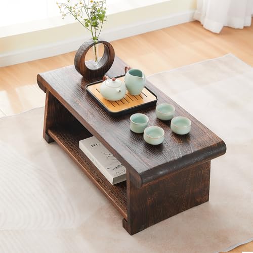 Folding Japanese Low Floor Table,Small Wood Meditation & Altar Table - size: 26.7”x13.6"x11"