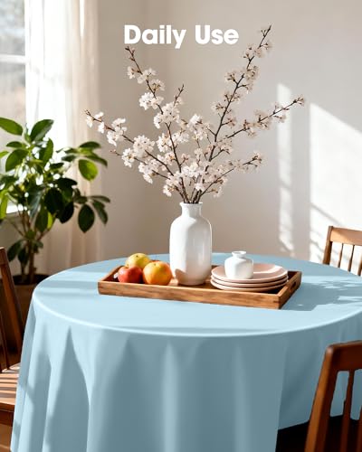 Pureegg Plastic Table Cloth Disposable 8 Pack, 84 Inch Round, Light Blue | Easter Party, Wedding, Picnic, Leakproof & Sturdy, Light Blue, Round Tablecloth - color: Light Blue, size: 84" Round