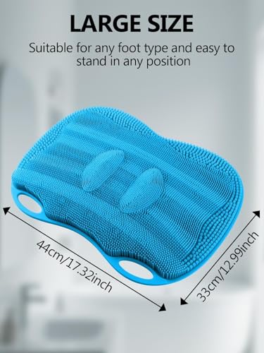 Kalolary Silicone Shower Foot Scrubber Mat with Non Slip Suction Cups - color: Blue