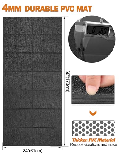 Treadmill Mat, 5'x2.5'/5.6'x2'/6.5'x3'/8'x3',6mm Thickness Exercise Equipment Mat for Carpet Hardwood Floors, Compatible with Walking Pad,Spin Bike,Elliptical Trainer,Rowing Machine - size: 68"L x 24"W x 0.16"Th