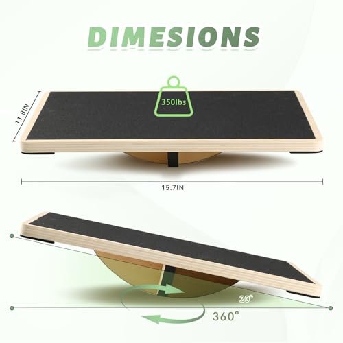Professional Wooden Balance Board for Adults-Anti-Slip 350LBS Wobble Board for Physical Therapy Standing Desk Core Strength-Rocker Board Balancing Board - color: 360 Degree Rotation