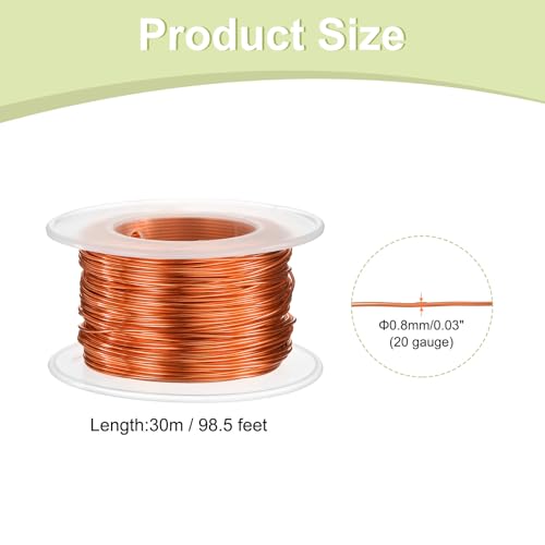 HARFINGTON 20 Gauge Aluminum Craft Wire 0.8mm 98.5ft Flexible Bendable Anodized Metal Jewelry Sculpting Wire for Jewelry Making Modelling Craft DIY, Orange - color: Orange, size: 30M x 0.8mm