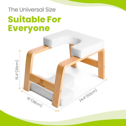 Yoga Headstand Bench, Stand Yoga Chair for Balance Training, Core Strength Building, Upside Down Chair for Relaxation, Handstand Trainer Inversion Chair for Home Gym (Wood White) - color: Wood White
