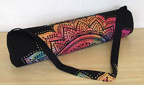 INDIAN CRAFT CASTLE ICC Yoga Mat Bag Carrier Full-Zip Exercise Yoga Mat Carry Bag for Women Men with Multi-Functional Storage Pockets and Adjustable Shoulder Strap 26X6 Inches - style: Multi Flower