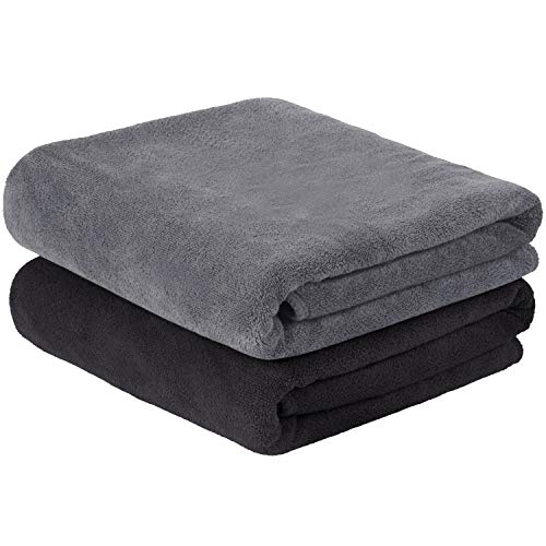 SUNLAND Microfiber Gym Bath Towels for Men Momen 24x48In - color: Black+grey