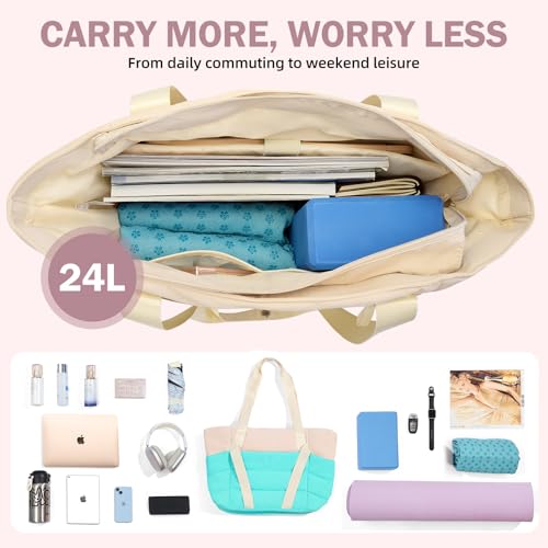 Axcone Women's Yoga Tote Bag with Luggage Sleeve & Mat Straps - Gym Work Bag for Office, Commute, Sports,Travel - color: Blue